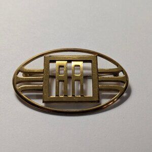 Monocraft Monet Art Deco Brooch Monogram AA Gold Plate